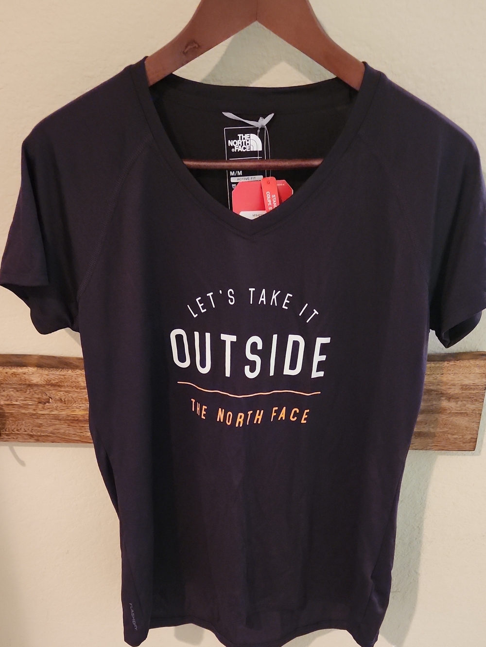 NWT, The North Face Women's Dark Purple 'Let's Take It Outside' V-Neck Tee